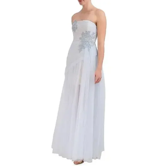 BCBGMAXAZRIA Women's Skyway Strapless Tulle Gown Long Evening Dress Size 2 - Picture 3 of 9